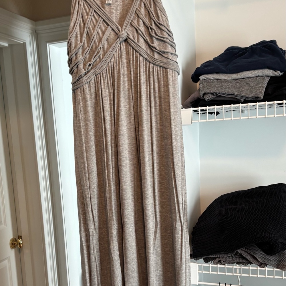 Max Studio Cotton Light Gray Pleated Dress